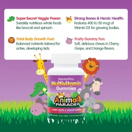 NaturesPlus, Animal Parade®, мультивитамины, со вкусом вишни, винограда и апельсина, 90 жевательных таблеток