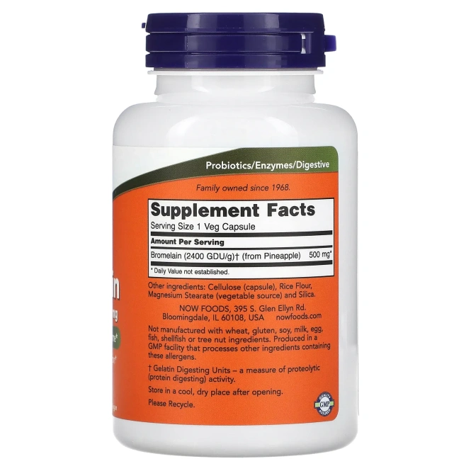 Now Foods, Бромелин, 500 мг, 120 вегетарианских капсул