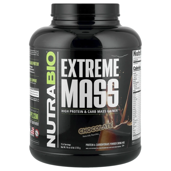 NutraBio, Extreme Mass, с шоколадным вкусом, 2722 г (6 фунтов)