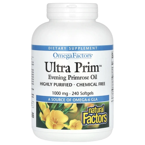 Natural Factors, OmegaFactors, Ultra Prim, Масло вечерней примулы, 1 000 мг, 240 желатиновых капсул