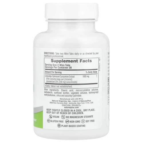 NaturesPlus, Pro Longvida®, куркумин 1000, 60 мини-таблеток