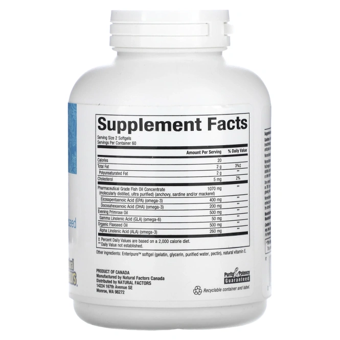 Омега-3 Natural Factors WomenSense RxOmega-3, 120 мягких желатиновых капсул Enteripure
