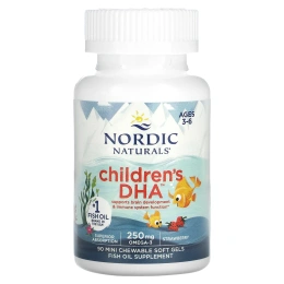Nordic Naturals, ДГК для детей, клубника, для детей 3–6 лет, 250 мг, 90 желатиновых мини-капсул