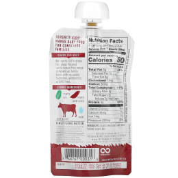 Serenity Kids, детское питание, от 6 месяцев, 100% говядина травяного откорма с органической листовой капустой и бататом, 99 г (3,5 унции)