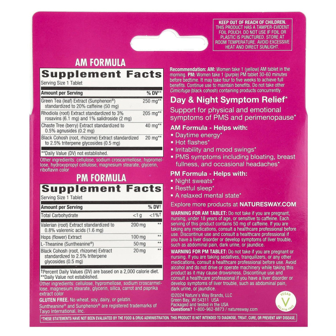 Nature's Way, Формула для пременопаузы, AM/PM, 60 таблеток