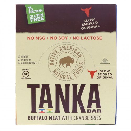 Tanka, Bar, Buffalo Meat with Cranberries, 12 Bars, 1 oz (28.4 g) Each