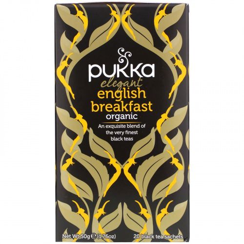 Pukka Herbs, Organic Elegant English Breakfast, 20 Black Tea Sachets, 1.76 oz (50 g)