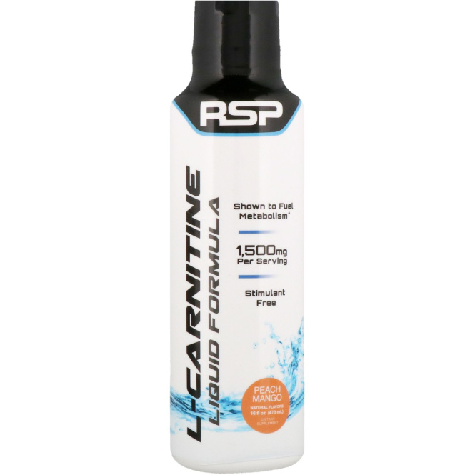 RSP Nutrition, L-Carnitine Liquid Formula, 1,500 mg, Peach Mango, 16 fl oz (473 ml)