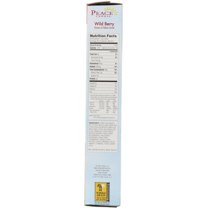 Peace Cereal, Clusters & Flakes Cereal, Wild Berry, 10 oz (284 g)