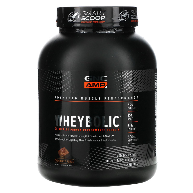 GNC AMP, Wheybolic, Chocolate Fudge, 3 lb (1362.5 g)