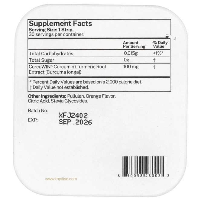 Diso, куркумин, апельсин, 30 полосок для полости рта