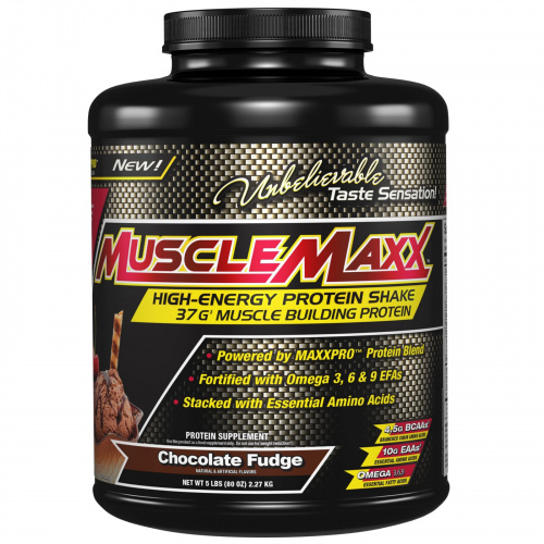 MuscleMaxx, High Energy Protein Shake, Chocolate Fudge, 80 oz (2.27 kg)