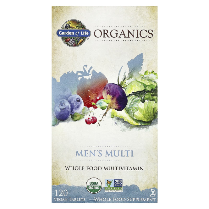 Garden of Life, MyKind Organics, мультивитамины для мужчин, цельный мультивитамин, 120 растительных таблеток