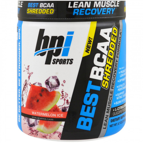 BPI Sports, Лучшие раздробленные аминокислоты с разветвлённой цепью для восстановления сухой мускулатуры, арбузный лед, 9.7 унций (275 г)