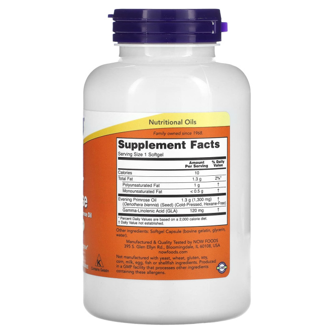 NOW Масло Примулы вечерней, 120 желатиновых капсул