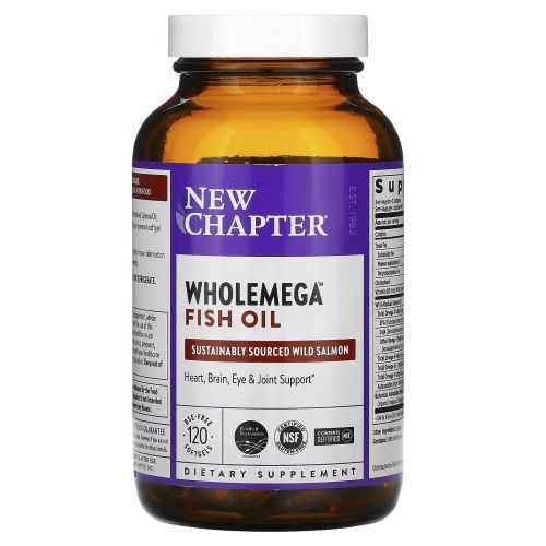 New Chapter, Wholemega Whole Fish Oil, 1,000 mg, 120 Softgels