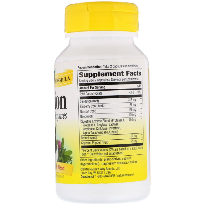 Nature's Way, Digestion, with Enzymes, 100 Capsules