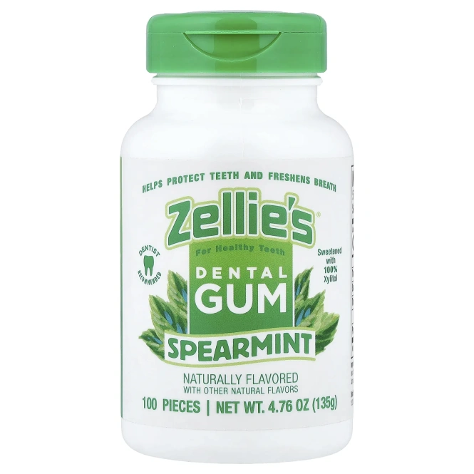 Zellie's, Dental Gum, мята, 100 шт.