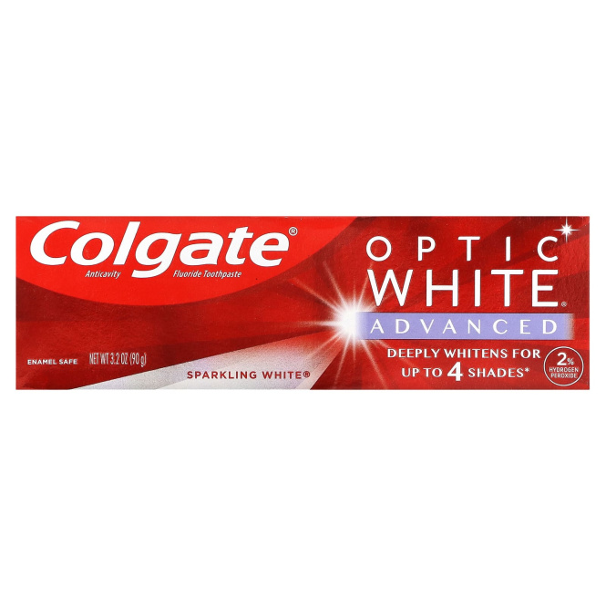 Colgate, Optic White, улучшенная зубная паста с фтором, предотвращающая кариес, 90 г (3,2 унции)