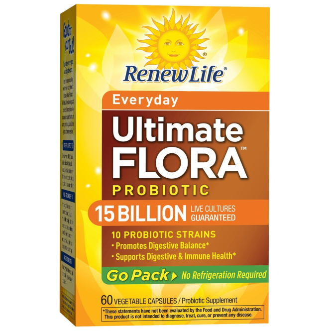 Renew Life, Непревзойденный растительный пробиотик для ежедневного применения, 15 миллиардов живых культур, 60 растительных капсул