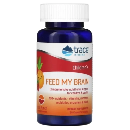 Trace Minerals Research, FMB Накорми мой мозг, Для детей, Со вкусом фруктового пунша, 60 жевательных вафель