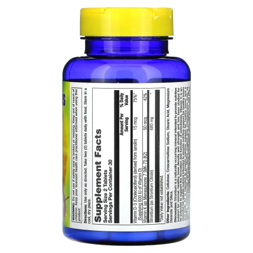 Nature's Life, Стронций плюс D3 и K2 60 таблеток