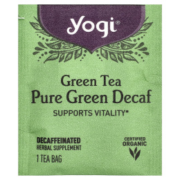 Yogi Tea, чистый зеленый чай, без кофеина, 16 чайных пакетиков, 31 г (1,09 унции)