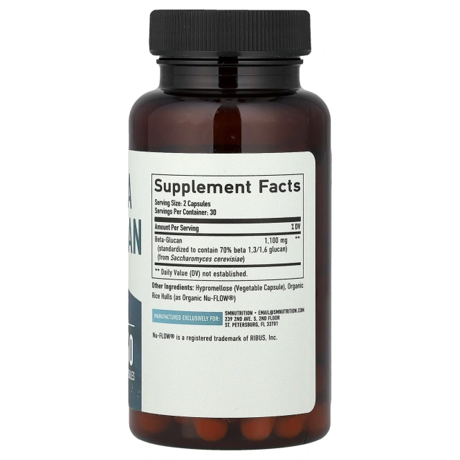 SMNutrition, бета-глюкан, 60 капсул (550 мг в 1 капсуле)