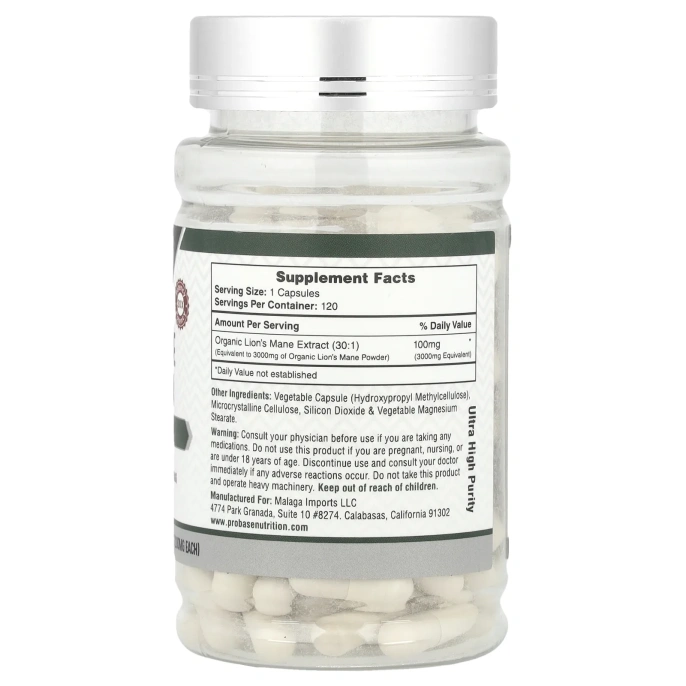 Probase Nutrition, Гриб львиная грива, 100 мг, 120 капсул