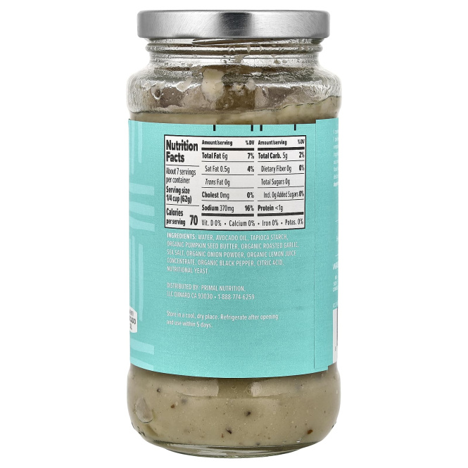 Primal Kitchen, соус для пасты, веганский «Альфредо», 425 г (15 унций)