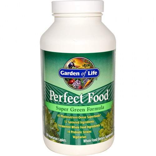 Garden of Life, Идеальная еда, Супер зелёная формула, 300 вегетарианских капсуловидных таблеток