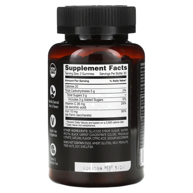 YumVs, Strong Earth, железо с витамином C, виноград, 60 жевательных таблеток