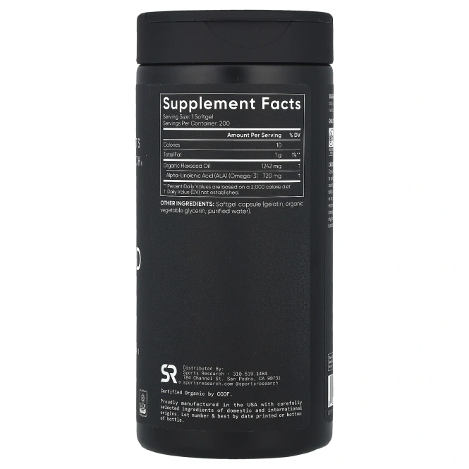 Sports Research, Льняное масло, 200 мягких таблеток