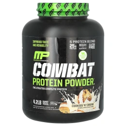 MusclePharm, Порошок Combat, повышенный период  усвоения белка, вкус печенья с кремом, 4 фунта (1814 гр)