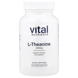 Vital Nutrients, L-теанин, 200 мг, 120 веганских капсул