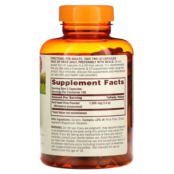 Sundown Naturals, красный ферментированный рис, 1200 мг, 240 капсул (600 мг в 1 капсуле)