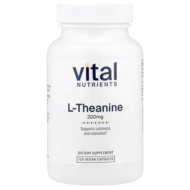 Vital Nutrients, L-теанин, 200 мг, 120 веганских капсул