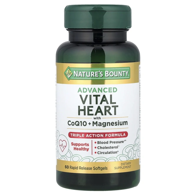 Nature's Bounty, Advanced Vital Heart, с коэнзимом Q10 и магнием, 60 капсул с быстрым высвобождением