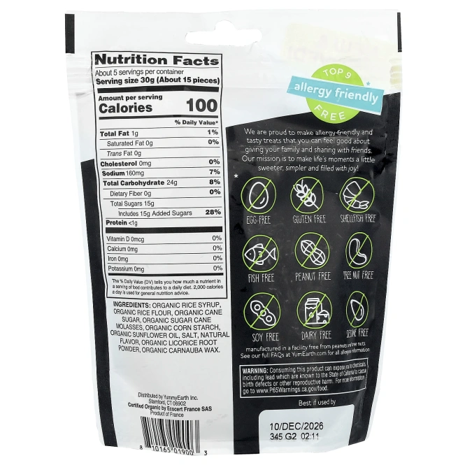 YumEarth, Солодка без глютена, черная, 142 г (5 унций)