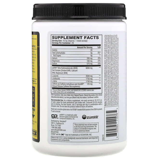 Xtend, Keto Energy, со вкусом «Ультрасвежесть», 330 г (11,6 унции)