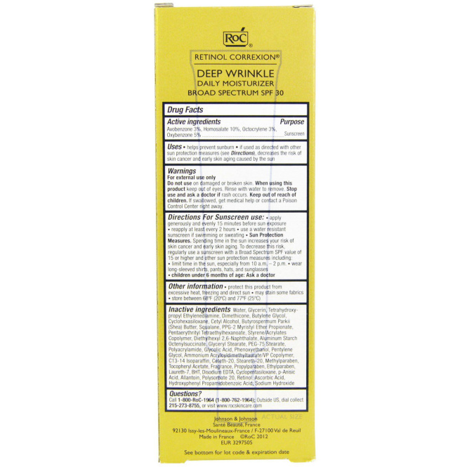 RoC, Retinol Correxion, ежедневный увлажнитель от глубоких морщин, фактор защиты SPF 30, 1 жидк. унц. (30 мл)