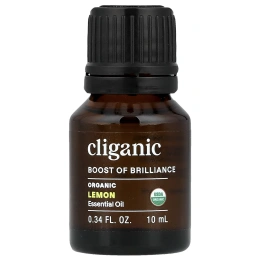Cliganic, Boost of Brilliance ™, эфирное масло, органический лимон, 10 мл (0,34 жидк. Унции)