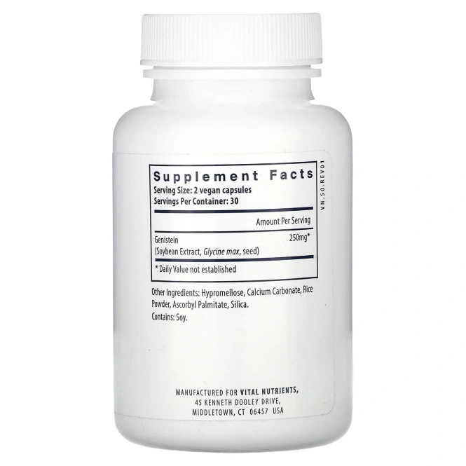 Vital Nutrients, генистеин, 60 веганских капсул
