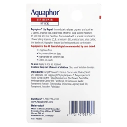 Aquaphor, Восстанавливающий бальзам для губ, помада, мгновенное восстановление, без запаха, 1 шт., 4,8 г (0,17 унции)