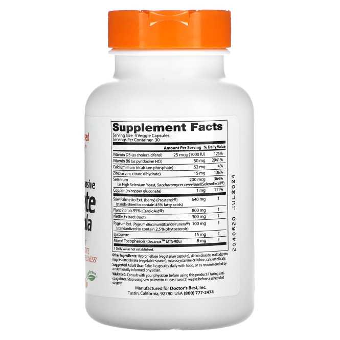Doctor's Best, Универсальная формула здоровья простаты, 120 вегетарианских капсул