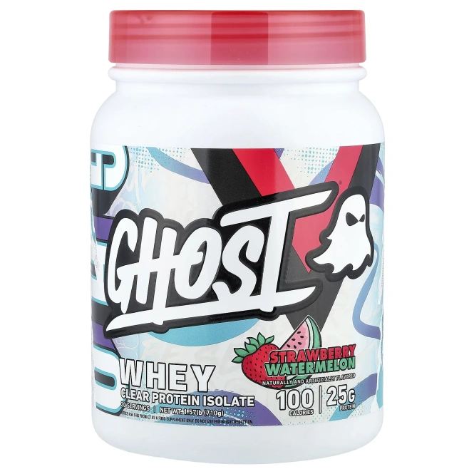 Ghost, Whey, чистый изолят протеина, со вкусом клубники и арбуза, 710 г (1,57 фунта)
