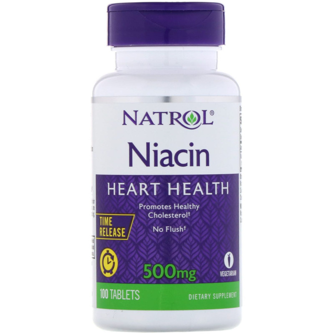 Natrol, Niacin TR, время высвобождения, 500 мг, 100 таблеток