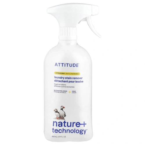 ATTITUDE, Пятновыводитель для ткани, цитрусовая цедра, 27,1 жидкой унции (800 мл)