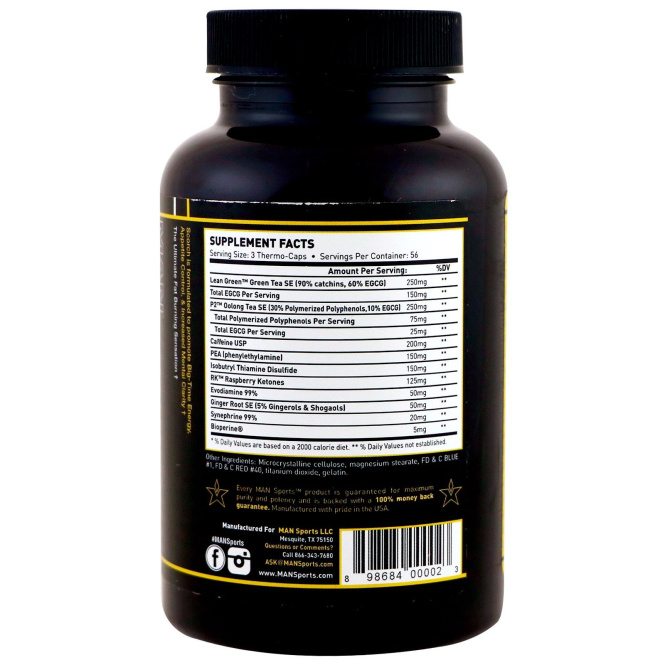 MAN Sports, Scorch, 168 жиросжигательных капсул