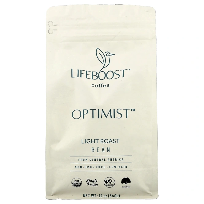 Lifeboost, Coffee, Optimist ™, зерна, легкой обжарки, 340 г (12 унций)